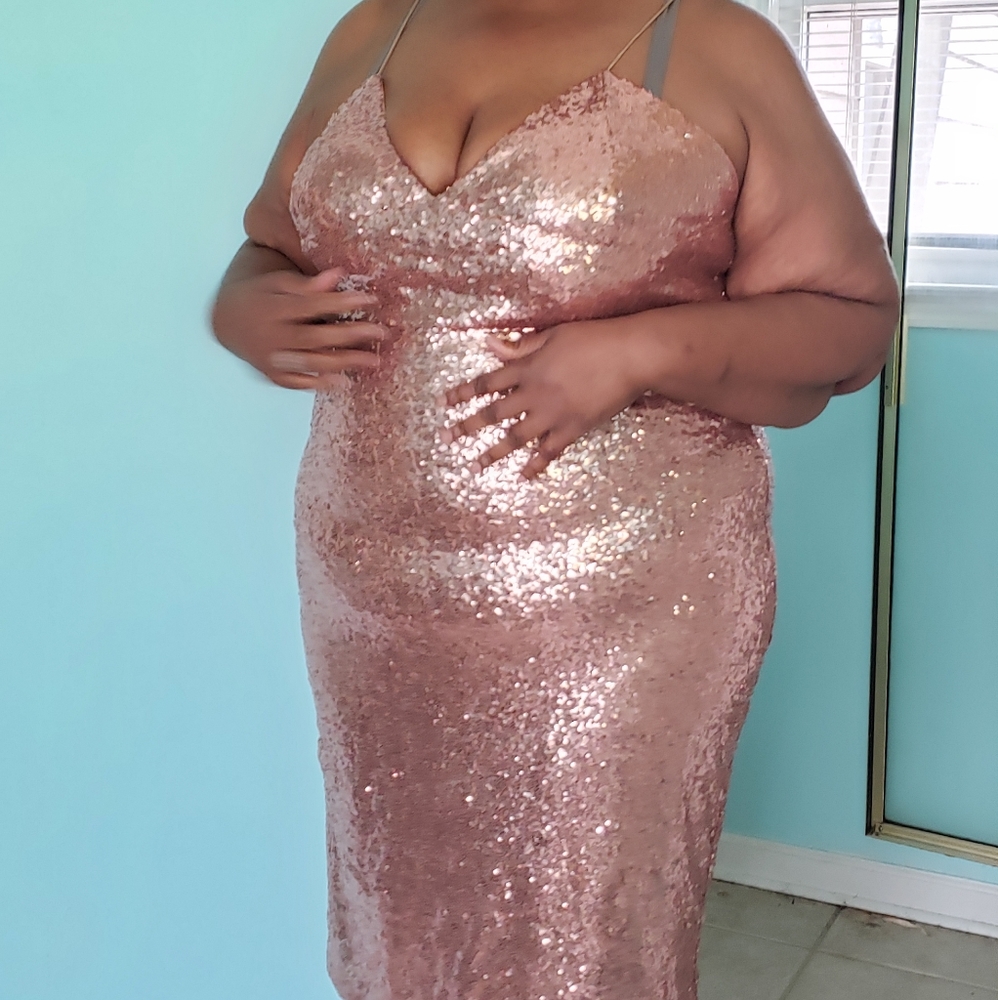 Rose gold sequin dress